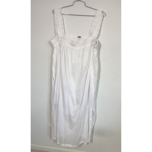 J Crew Womens Cotton Voile Ruffle Trim Shift Dress Pockets White CA654 Size 2X - Picture 3 of 15